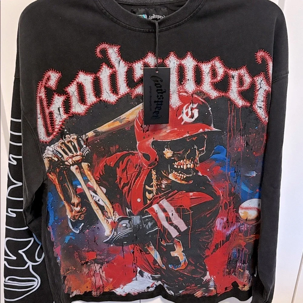 ❌SOLD❌ NWT [Godspeed] Baseball Skelton Grand Slam Graphic Long-Sleeve Men’s XS - Picture 6 of 12
